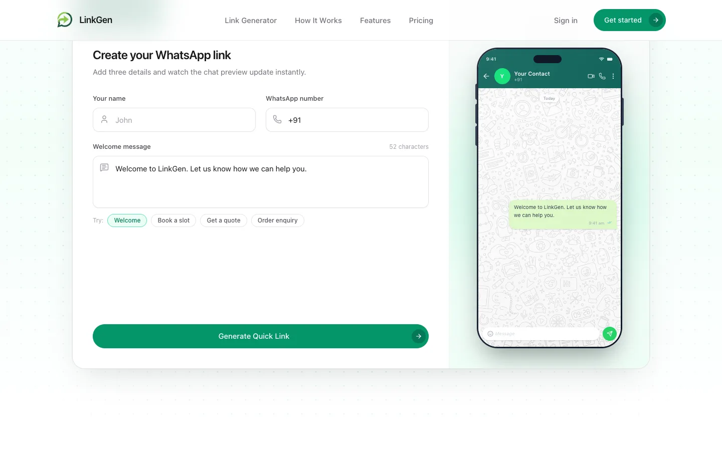 LinkGen — WhatsApp Link & Attribution Platform screenshot 2
